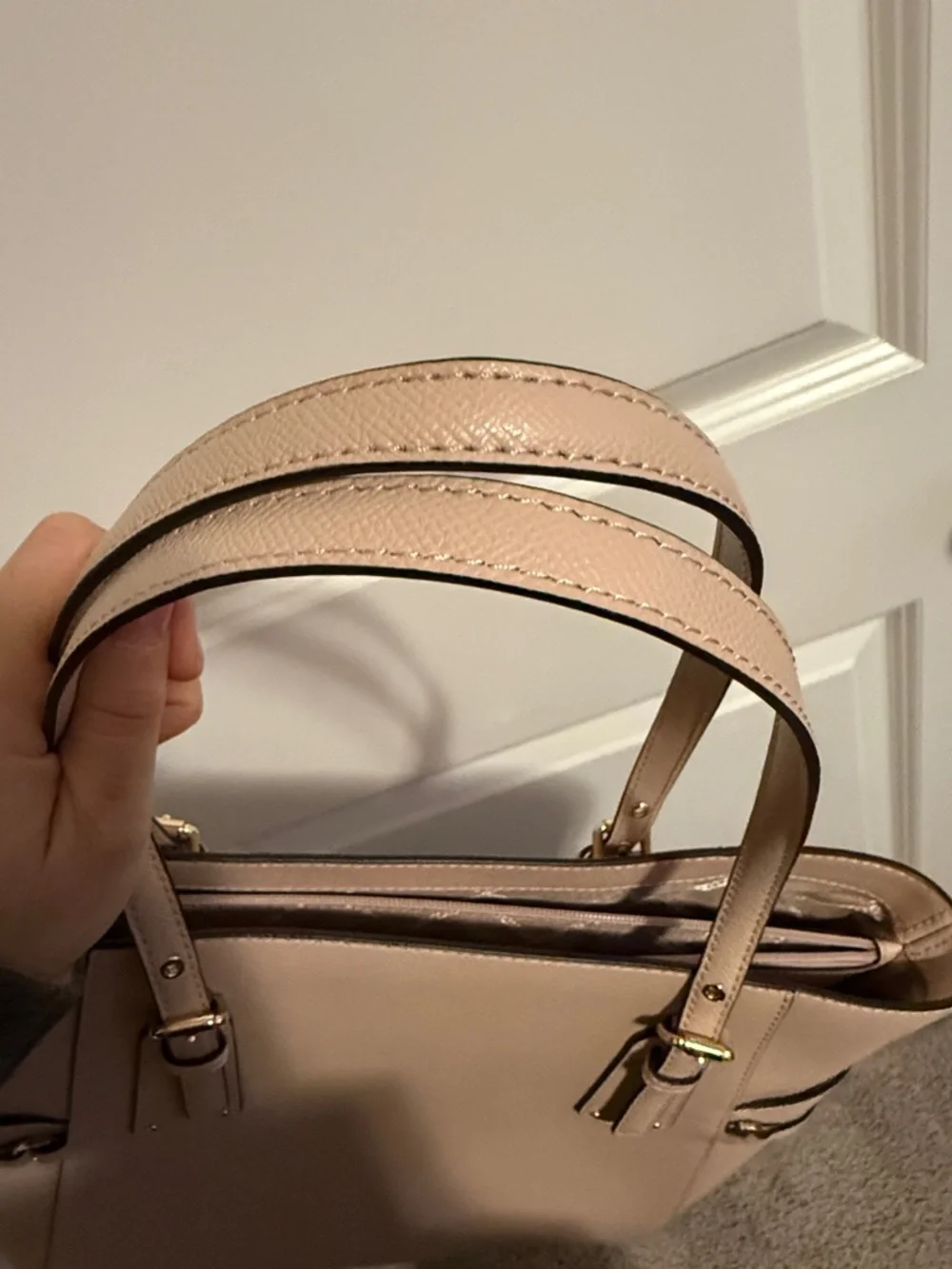 NWT! Michael Kors Pink Beige Saffiano Leather Tote - Picture 7 of 8